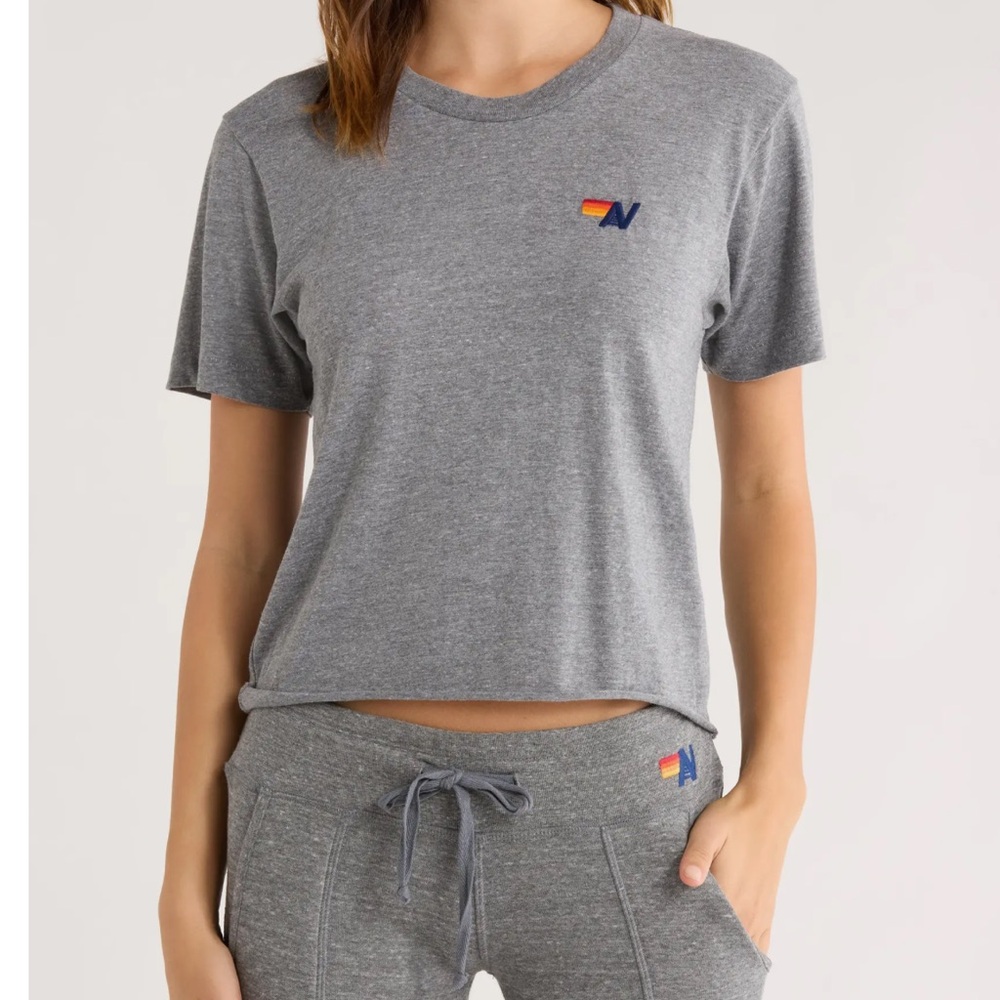 Aviator Nation Heather Gray Tee with Logo